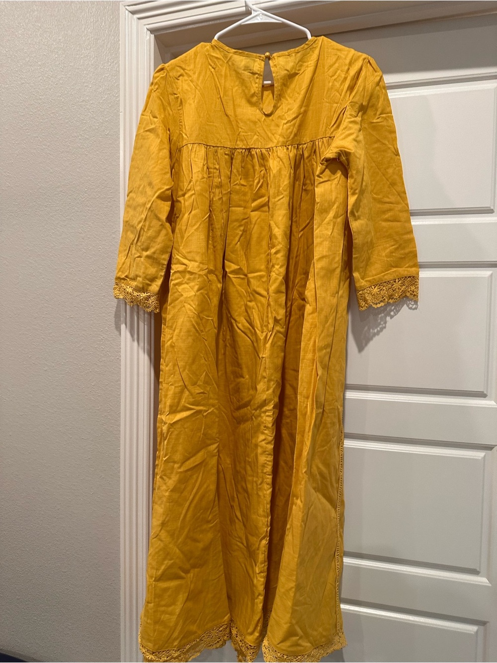 SHEIN Mustard Yellow Maxi Dress with Lace Trim